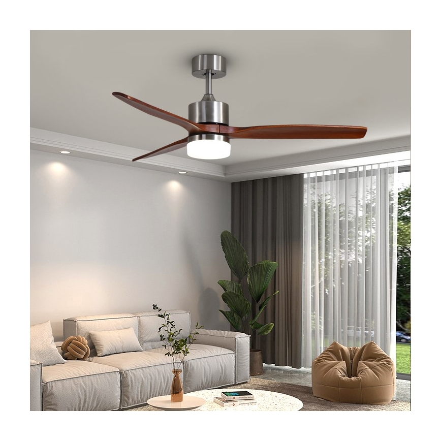 Immax NEO 07165-S - LED Stropný ventilátor ELEGANTE LED/18W/230V dub Wi-Fi Tuya + diaľkové ovládanie