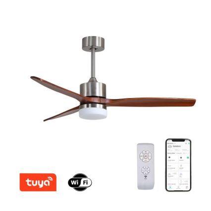 Immax NEO 07165-S - LED Stropný ventilátor ELEGANTE LED/18W/230V dub Wi-Fi Tuya + diaľkové ovládanie