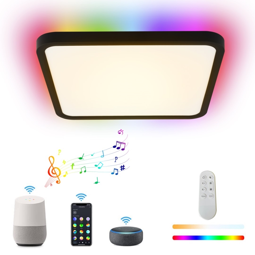 Immax NEO 07167-B40 - LED RGB+CCT Stmievateľné stropné svietidlo NEO LITE TUDO LED/50W/230V Wi-Fi Tuya čierna + diaľkové ovládanie