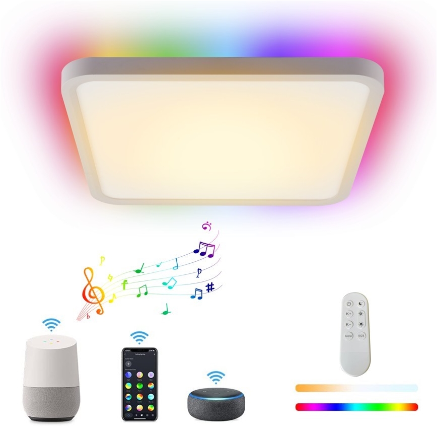 Immax NEO 07168-W40 - LED RGB+CCT Stmievateľné stropné svietidlo NEO LITE TUDO LED/50W/230V Wi-Fi Tuya biela + diaľkové ovládanie