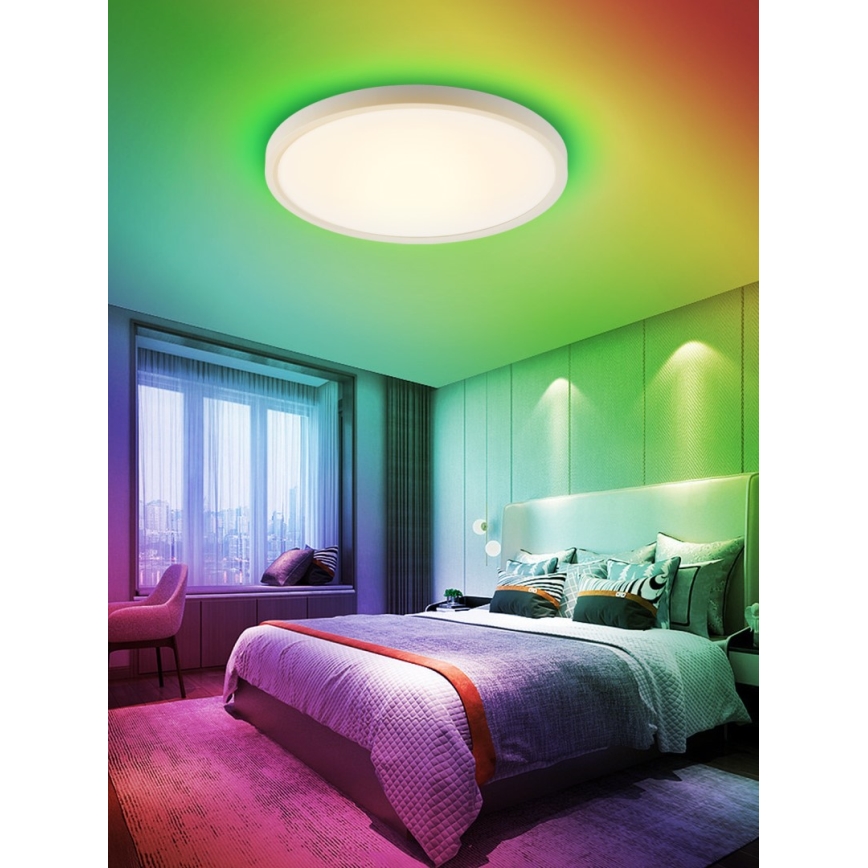Immax NEO 07169-W60 - LED RGB+CCT Stmievateľné stropné svietidlo NEO LITE TUDO 65W/230V 2700-6500K Wi-Fi Tuya + diaľkové ovládanie biela