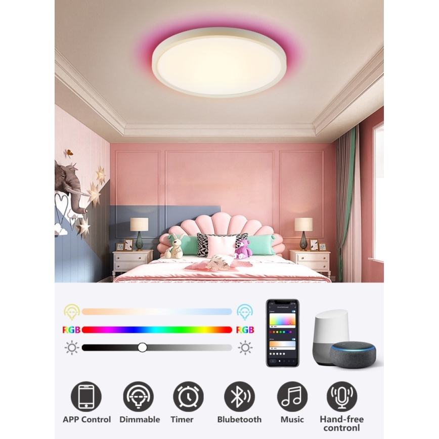 Immax NEO 07169-W60 - LED RGB+CCT Stmievateľné stropné svietidlo NEO LITE TUDO 65W/230V 2700-6500K Wi-Fi Tuya + diaľkové ovládanie biela