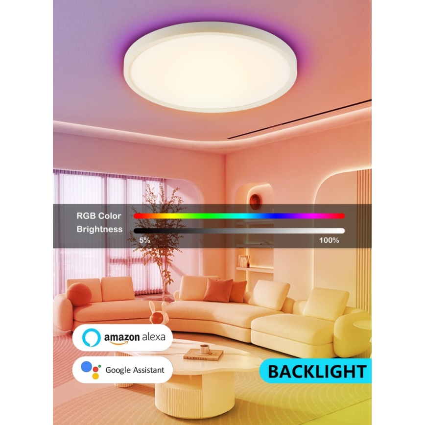 Immax NEO 07169-W60 - LED RGB+CCT Stmievateľné stropné svietidlo NEO LITE TUDO 65W/230V 2700-6500K Wi-Fi Tuya + diaľkové ovládanie biela