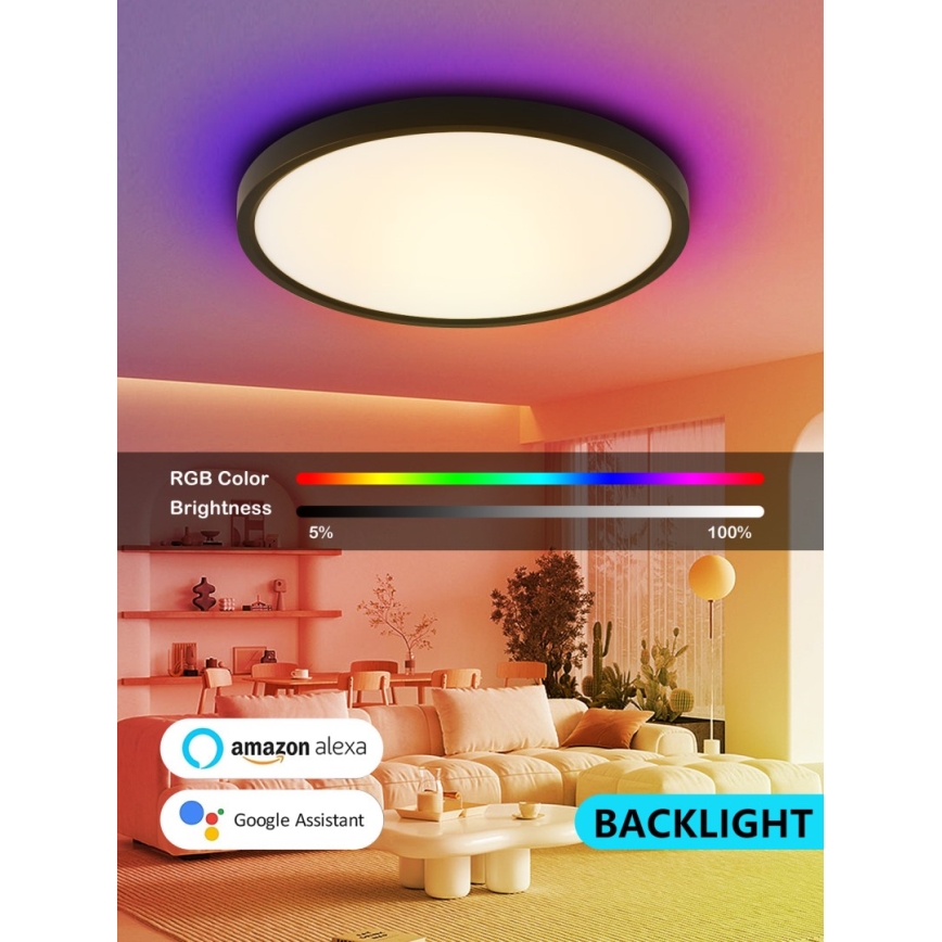 Immax NEO 07170-B60 - LED RGB+CCT Stmievateľné stropné svietidlo NEO LITE TUDO LED/65W/230V 2700-6500K Wi-Fi Tuya čierna + diaľkové ovládanie