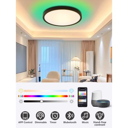 Immax NEO 07170-B60 - LED RGB+CCT Stmievateľné stropné svietidlo NEO LITE TUDO LED/65W/230V 2700-6500K Wi-Fi Tuya čierna + diaľkové ovládanie