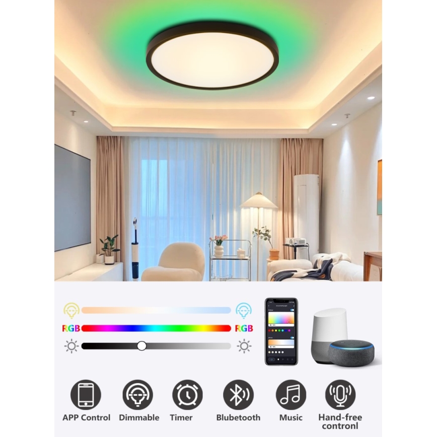 Immax NEO 07170-B60 - LED RGB+CCT Stmievateľné stropné svietidlo NEO LITE TUDO LED/65W/230V 2700-6500K Wi-Fi Tuya čierna + diaľkové ovládanie