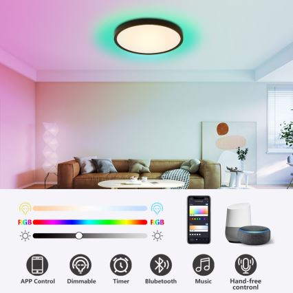 Immax NEO 07170-B60 - LED RGB+CCT Stmievateľné stropné svietidlo NEO LITE TUDO LED/65W/230V 2700-6500K Wi-Fi Tuya čierna + diaľkové ovládanie