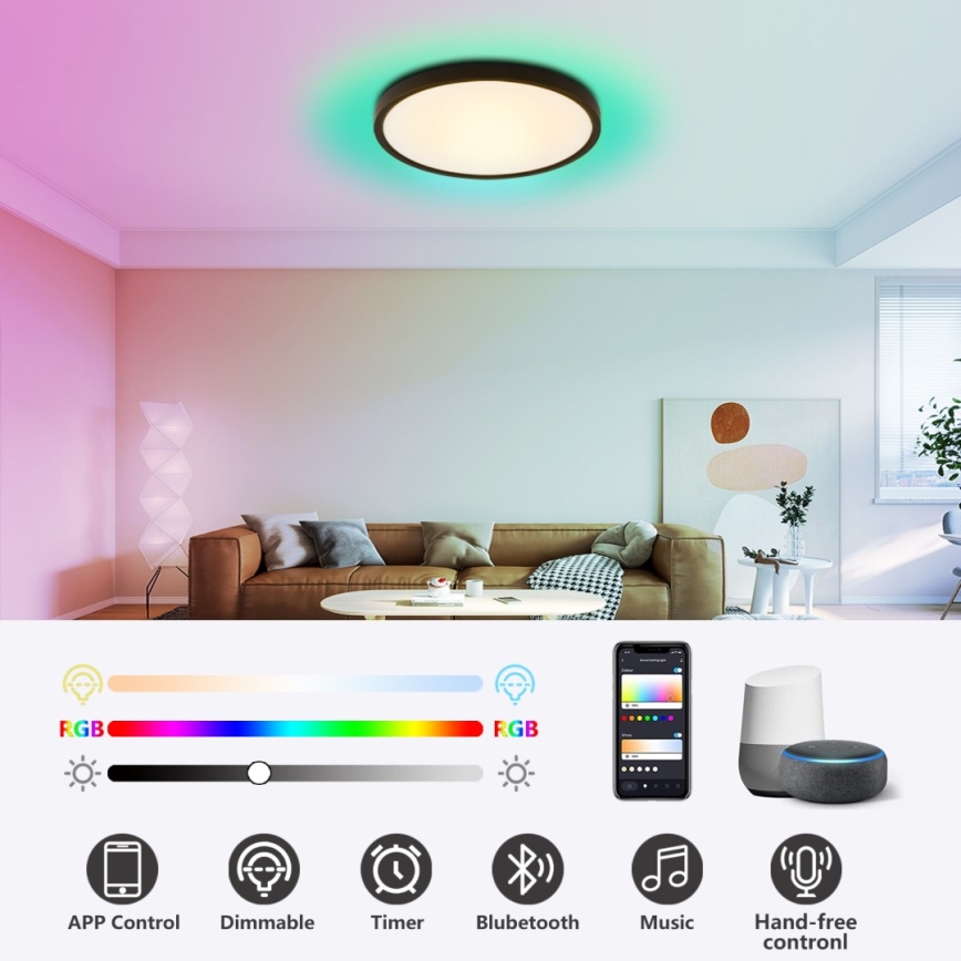 Immax NEO 07170-B60 - LED RGB+CCT Stmievateľné stropné svietidlo NEO LITE TUDO LED/65W/230V 2700-6500K Wi-Fi Tuya čierna + diaľkové ovládanie