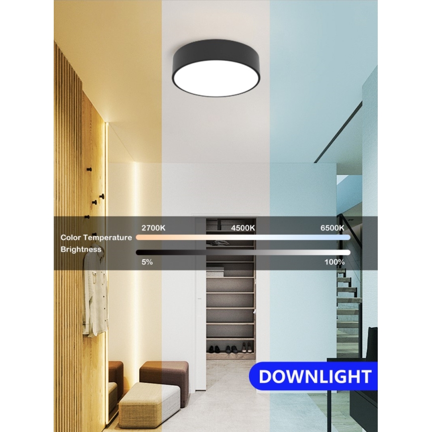 Immax NEO 07200L - LED Stmievateľné stropné svietidlo RONDATE LED/18W/230V 3000-6000K pr. 25 cm čierna Tuya + diaľkové ovládanie