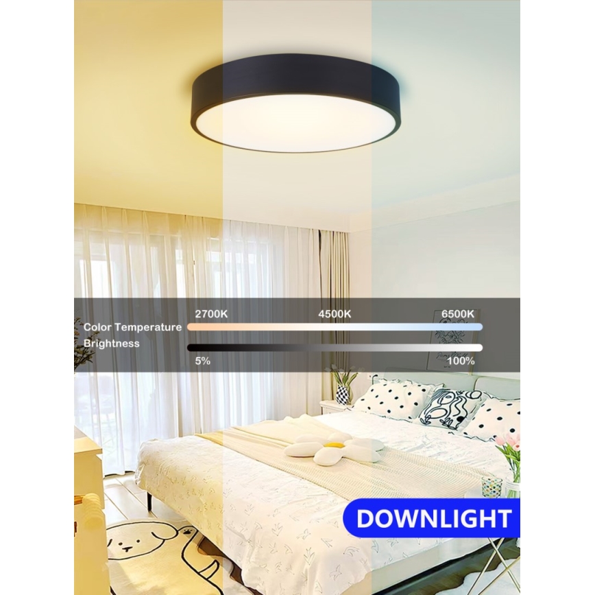 Immax NEO 07201L - LED Stmievateľné stropné svietidlo RONDATE LED/28W/230V čierna Tuya + diaľkové ovládanie