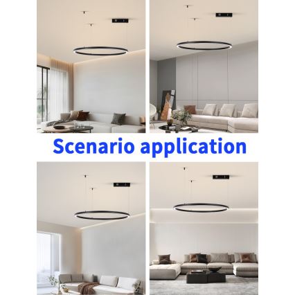 Immax NEO 07215L - LED Stmievateľný luster na lanku FINO LED/60W/230V 80 cm čierna Tuya + diaľkové ovládanie