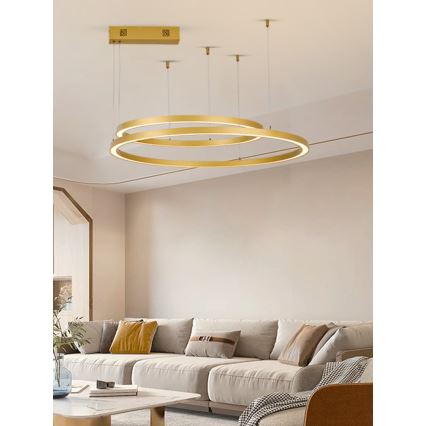 Immax NEO 07218L - LED Stmievateľný luster na lanku FINO LED/93W/230V 60/80cm zlatá Tuya + diaľkové ovládanie