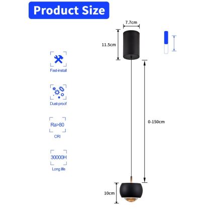 Immax NEO 07219L - LED Stmievateľný luster na lanku DORMINE LED/6W/230V matná čierna Tuya + diaľkové ovládanie