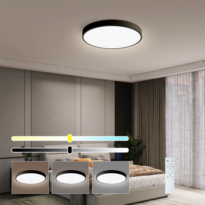 Immax NEO 07248L - LED Stmievateľné stropné svietidlo NEO LITE SEMPLICI LED/36W/230V 3000-6000K Wi-Fi Tuya čierna + diaľkové ovládanie