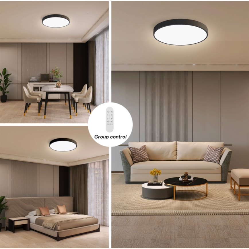 Immax NEO 07248L - LED Stmievateľné stropné svietidlo NEO LITE SEMPLICI LED/36W/230V 3000-6000K Wi-Fi Tuya čierna + diaľkové ovládanie