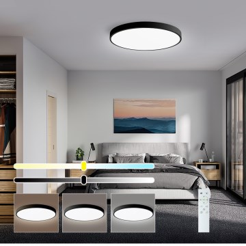 Immax NEO 07249L - LED Stmievateľné stropné svietidlo NEO LITE SEMPLICI LED/48W/230V 3000-6000K Wi-Fi Tuya čierna + diaľkové ovládanie