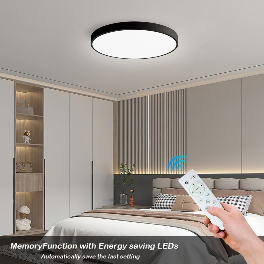 Immax NEO 07249L - LED Stmievateľné stropné svietidlo NEO LITE SEMPLICI LED/48W/230V 3000-6000K Wi-Fi Tuya čierna + diaľkové ovládanie