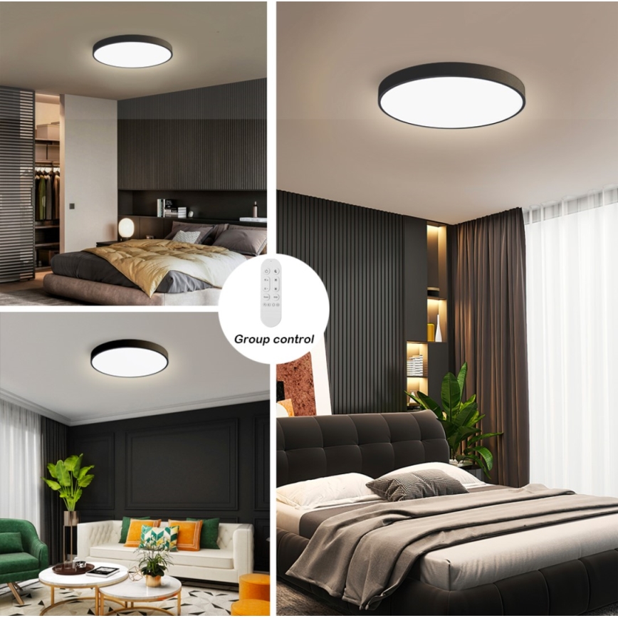 Immax NEO 07249L - LED Stmievateľné stropné svietidlo NEO LITE SEMPLICI LED/48W/230V 3000-6000K Wi-Fi Tuya čierna + diaľkové ovládanie