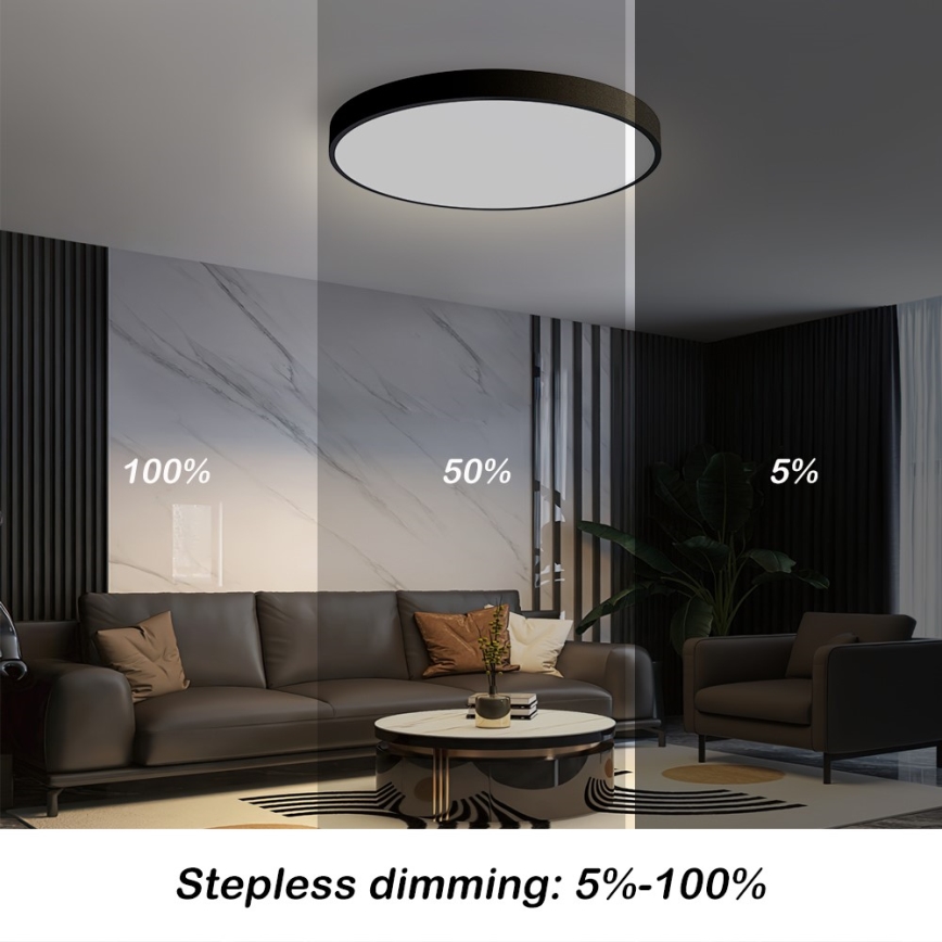 Immax NEO 07249L - LED Stmievateľné stropné svietidlo NEO LITE SEMPLICI LED/48W/230V 3000-6000K Wi-Fi Tuya čierna + diaľkové ovládanie