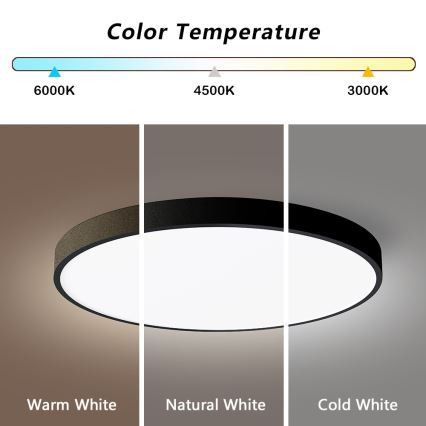 Immax NEO 07249L - LED Stmievateľné stropné svietidlo NEO LITE SEMPLICI LED/48W/230V 3000-6000K Wi-Fi Tuya čierna + diaľkové ovládanie