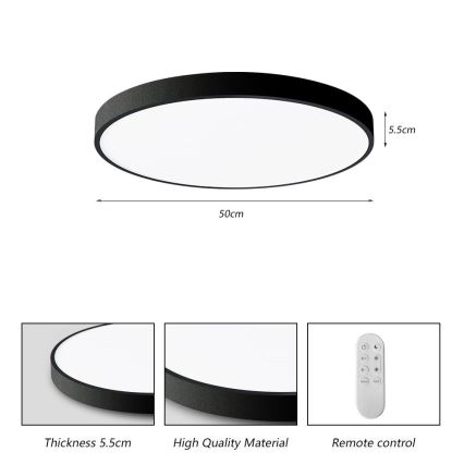Immax NEO 07249L - LED Stmievateľné stropné svietidlo NEO LITE SEMPLICI LED/48W/230V 3000-6000K Wi-Fi Tuya čierna + diaľkové ovládanie