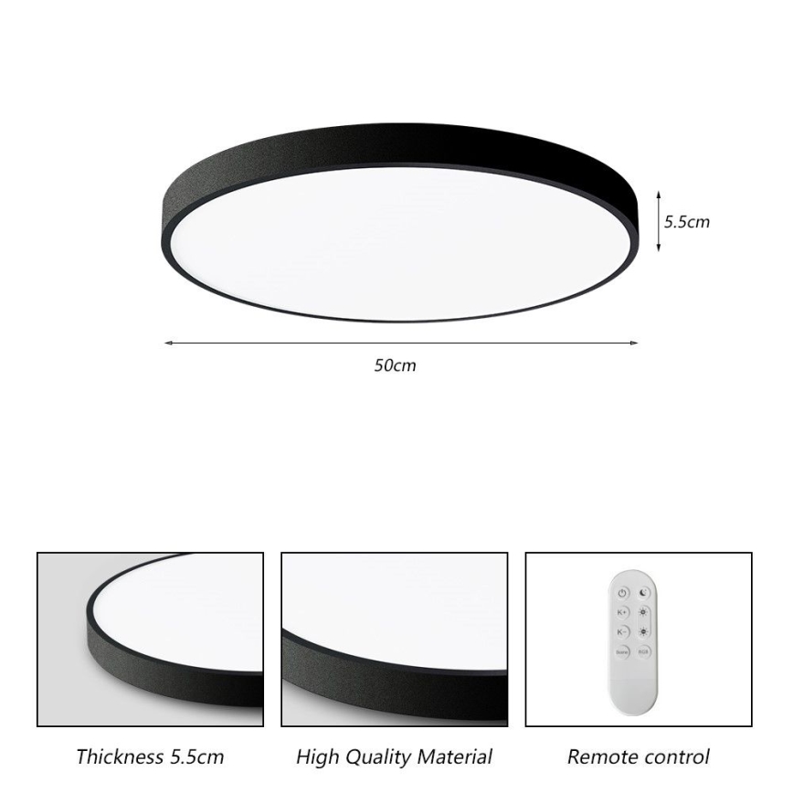 Immax NEO 07249L - LED Stmievateľné stropné svietidlo NEO LITE SEMPLICI LED/48W/230V 3000-6000K Wi-Fi Tuya čierna + diaľkové ovládanie