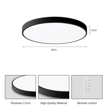 Immax NEO 07249L - LED Stmievateľné stropné svietidlo NEO LITE SEMPLICI LED/48W/230V 3000-6000K Wi-Fi Tuya čierna + diaľkové ovládanie
