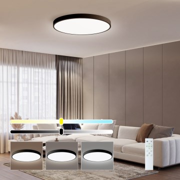 Immax NEO 07250L - LED Stmievateľné stropné svietidlo NEO LITE SEMPLICI LED/60W/230V 3000-6000K Wi-Fi Tuya čierna + diaľkové ovládanie