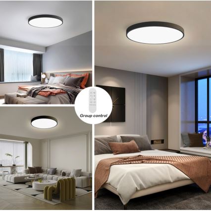 Immax NEO 07250L - LED Stmievateľné stropné svietidlo NEO LITE SEMPLICI LED/60W/230V 3000-6000K Wi-Fi Tuya čierna + diaľkové ovládanie