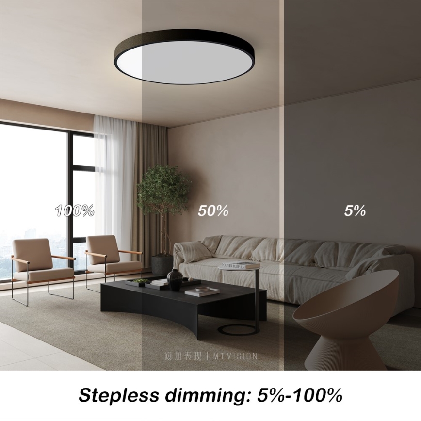 Immax NEO 07250L - LED Stmievateľné stropné svietidlo NEO LITE SEMPLICI LED/60W/230V 3000-6000K Wi-Fi Tuya čierna + diaľkové ovládanie