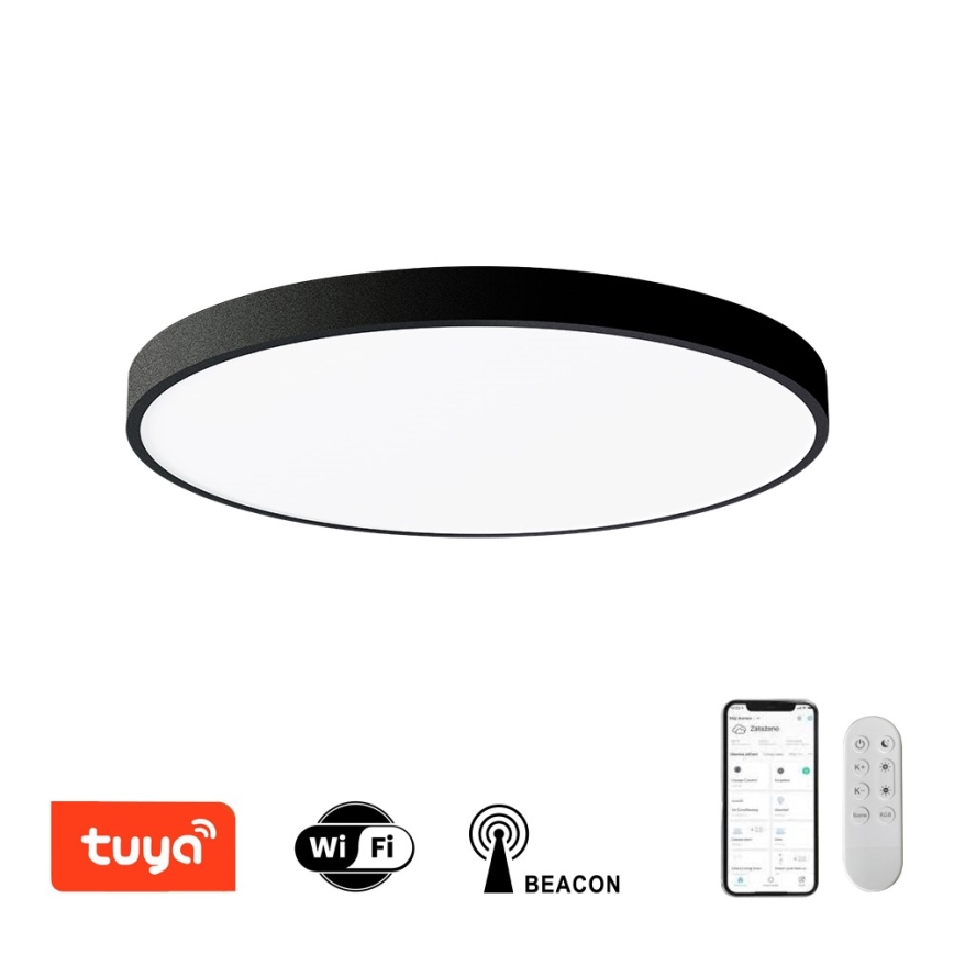Immax NEO 07250L - LED Stmievateľné stropné svietidlo NEO LITE SEMPLICI LED/60W/230V 3000-6000K Wi-Fi Tuya čierna + diaľkové ovládanie