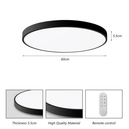 Immax NEO 07250L - LED Stmievateľné stropné svietidlo NEO LITE SEMPLICI LED/60W/230V 3000-6000K Wi-Fi Tuya čierna + diaľkové ovládanie