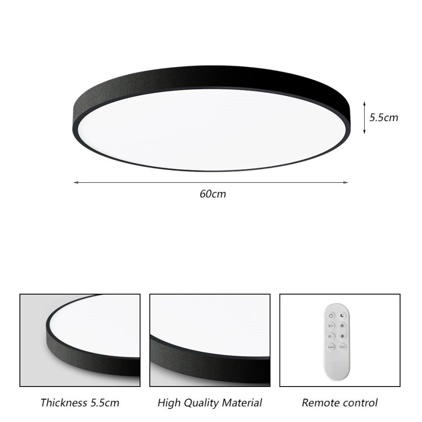 Immax NEO 07250L - LED Stmievateľné stropné svietidlo NEO LITE SEMPLICI LED/60W/230V 3000-6000K Wi-Fi Tuya čierna + diaľkové ovládanie