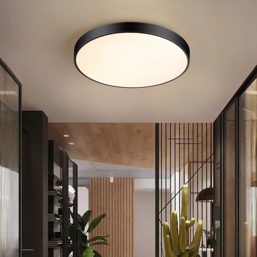 Immax NEO 07250L - LED Stmievateľné stropné svietidlo NEO LITE SEMPLICI LED/60W/230V 3000-6000K Wi-Fi Tuya čierna + diaľkové ovládanie