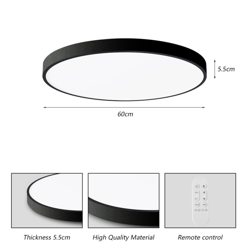 Immax NEO 07250L - LED Stmievateľné stropné svietidlo NEO LITE SEMPLICI LED/60W/230V 3000-6000K Wi-Fi Tuya čierna + diaľkové ovládanie
