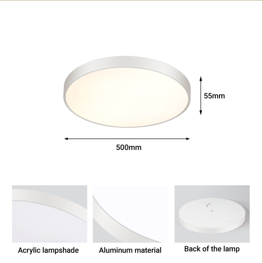 Immax NEO 07252L - LED Stmievateľné stropné svietidlo NEO LITE SEMPLICI LED/48W/230V 3000-6000K Wi-Fi Tuya biela + diaľkové ovládanie