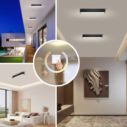 Immax NEO 07254L - LED Stmievateľné stropné svietidlo NEO LITE LUNGO LED/20W/230V 3000-6000K Wi-Fi Tuya čierna + diaľkové ovládanie