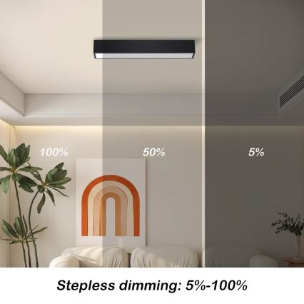 Immax NEO 07254L - LED Stmievateľné stropné svietidlo NEO LITE LUNGO LED/20W/230V 3000-6000K Wi-Fi Tuya čierna + diaľkové ovládanie