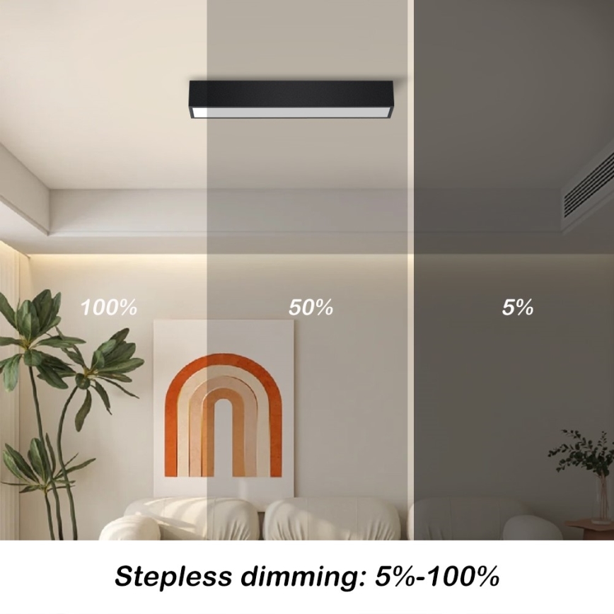 Immax NEO 07254L - LED Stmievateľné stropné svietidlo NEO LITE LUNGO LED/20W/230V 3000-6000K Wi-Fi Tuya čierna + diaľkové ovládanie