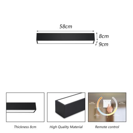 Immax NEO 07254L - LED Stmievateľné stropné svietidlo NEO LITE LUNGO LED/20W/230V 3000-6000K Wi-Fi Tuya čierna + diaľkové ovládanie