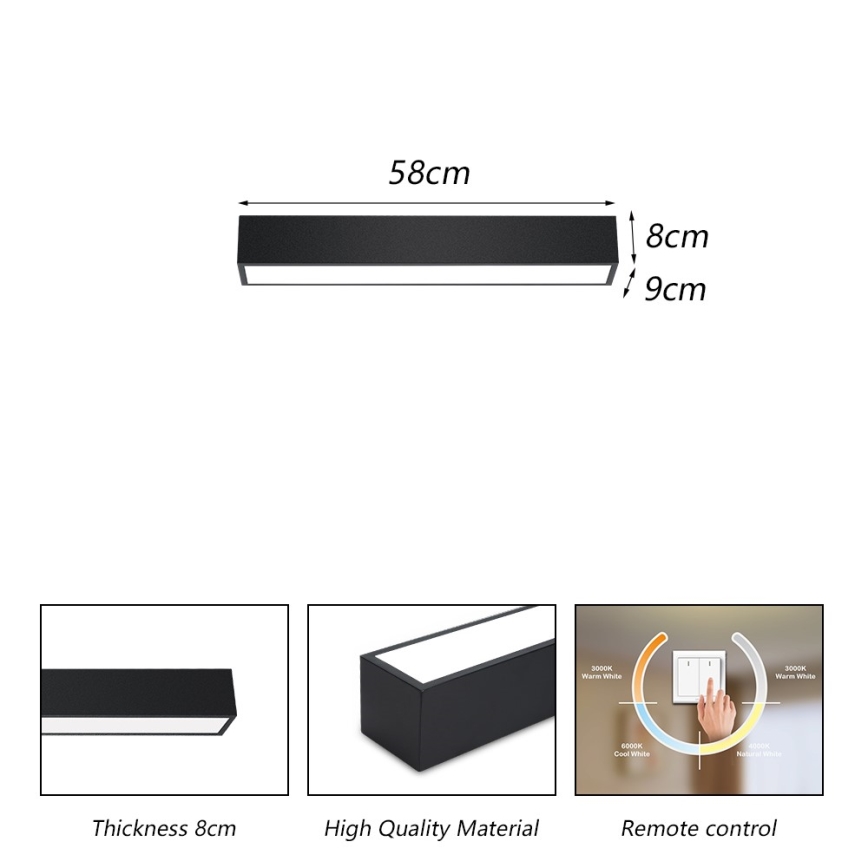 Immax NEO 07254L - LED Stmievateľné stropné svietidlo NEO LITE LUNGO LED/20W/230V 3000-6000K Wi-Fi Tuya čierna + diaľkové ovládanie