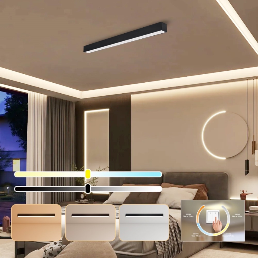 Immax NEO 07255L - LED Stmievateľné stropné svietidlo NEO LITE LUNGO LED/20W/230V 3000-6000K Wi-Fi Tuya čierna + diaľkové ovládanie