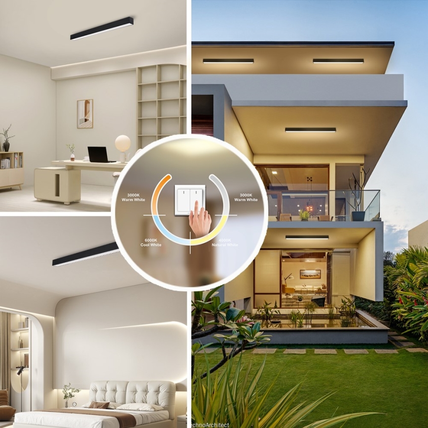 Immax NEO 07255L - LED Stmievateľné stropné svietidlo NEO LITE LUNGO LED/20W/230V 3000-6000K Wi-Fi Tuya čierna + diaľkové ovládanie