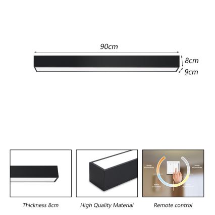 Immax NEO 07255L - LED Stmievateľné stropné svietidlo NEO LITE LUNGO LED/20W/230V 3000-6000K Wi-Fi Tuya čierna + diaľkové ovládanie