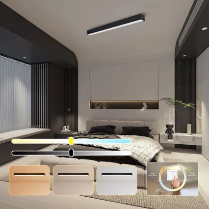 Immax NEO 07256L - LED Stmievateľné stropné svietidlo NEO LITE LUNGO LED/38W/230V 3000-6000K Wi-Fi Tuya čierna + diaľkové ovládanie