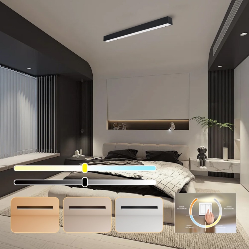 Immax NEO 07256L - LED Stmievateľné stropné svietidlo NEO LITE LUNGO LED/38W/230V 3000-6000K Wi-Fi Tuya čierna + diaľkové ovládanie