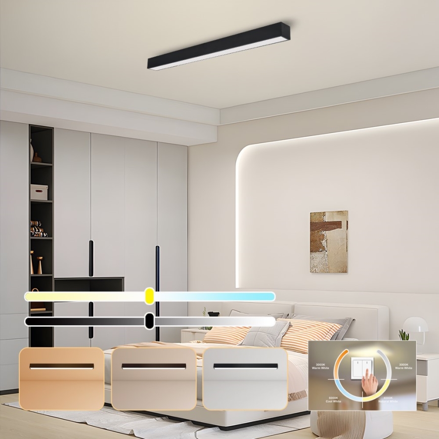 Immax NEO 07256L - LED Stmievateľné stropné svietidlo NEO LITE LUNGO LED/38W/230V 3000-6000K Wi-Fi Tuya čierna + diaľkové ovládanie