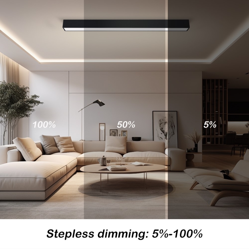 Immax NEO 07256L - LED Stmievateľné stropné svietidlo NEO LITE LUNGO LED/38W/230V 3000-6000K Wi-Fi Tuya čierna + diaľkové ovládanie
