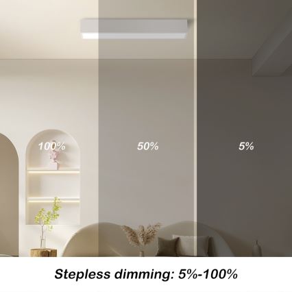 Immax NEO 07257L - LED Stmievateľné stropné svietidlo NEO LITE LUNGO LED/20W/230V 3000-6000K Wi-Fi Tuya biela + diaľkové ovládanie
