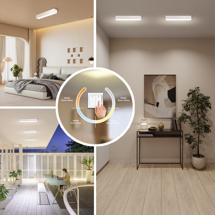 Immax NEO 07257L - LED Stmievateľné stropné svietidlo NEO LITE LUNGO LED/20W/230V 3000-6000K Wi-Fi Tuya biela + diaľkové ovládanie